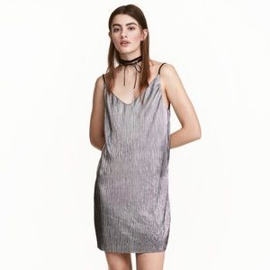 H&M Silver Pleated New Years Slip Dress